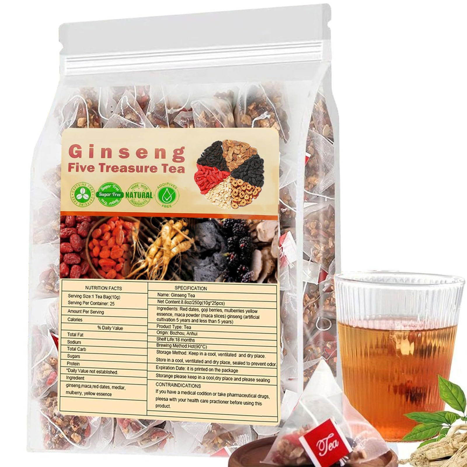 Herbal And Wellness - Ginseng Five Treasures Tea Kidney Tea,
